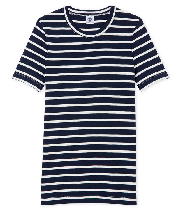 gestreiftes damen-kurzarmshirt blau/weiss
