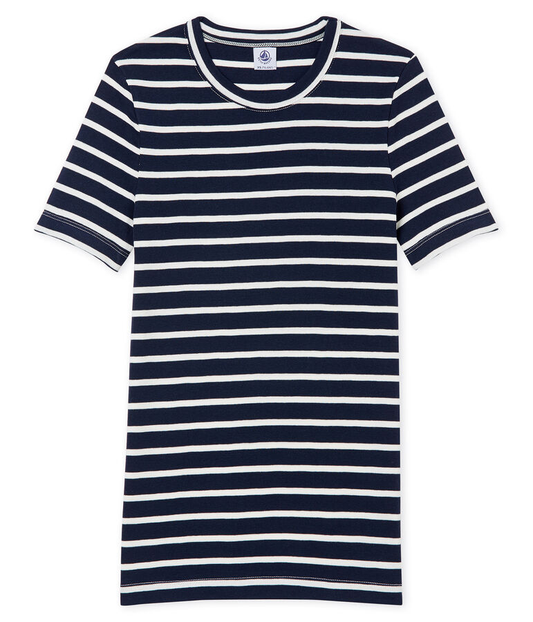 gestreiftes damen-kurzarmshirt blau/weiss