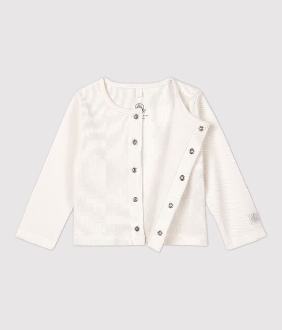 Baby-Cardigan aus 2x2-Rippstrick aus Bio-Baumwolle weiss MARSHMALLOW