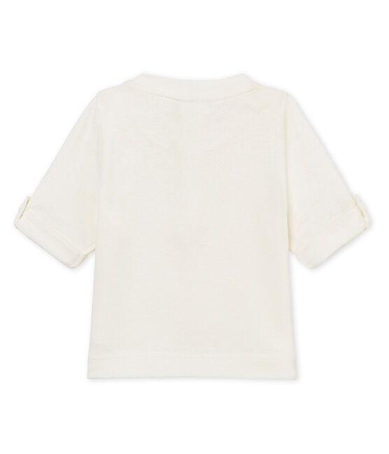 Langärmeliges baby-t-shirt aus baumwolle leinen jungen weiss MARSHMALLOW