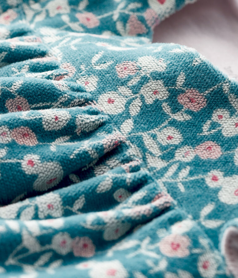 Lang&auml;rmeliges gebl&uuml;mtes Baby-Kleid f&uuml;r M&auml;dchen aus Velours gr&uuml;n/vielfarbig