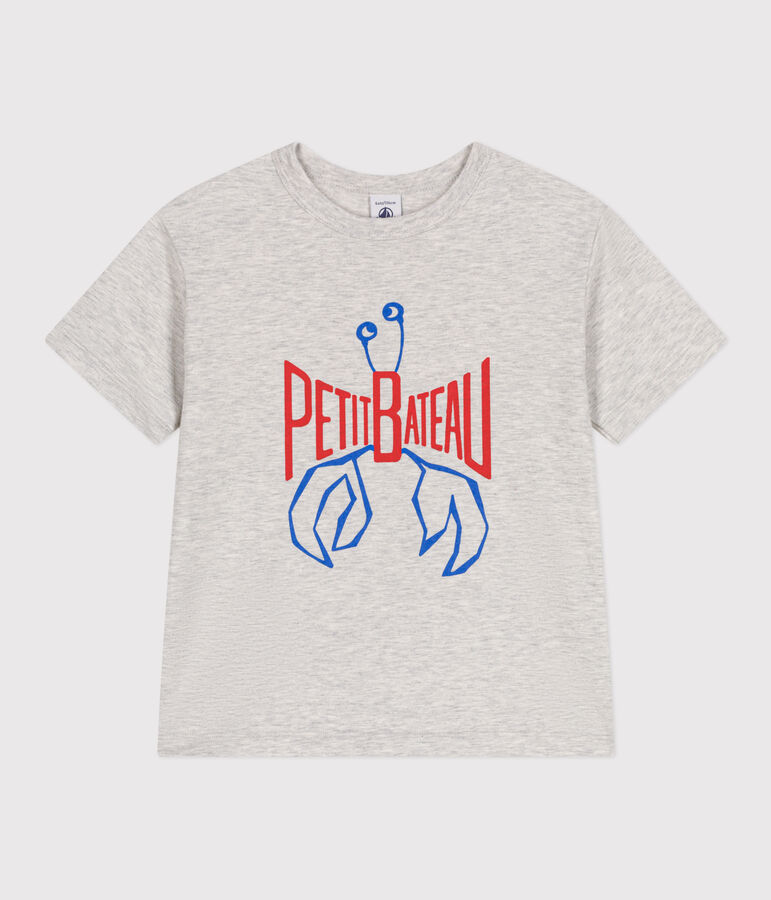 Kurz&auml;rmeliges Kinder-T-Shirt aus bedruckter Baumwolle grau
