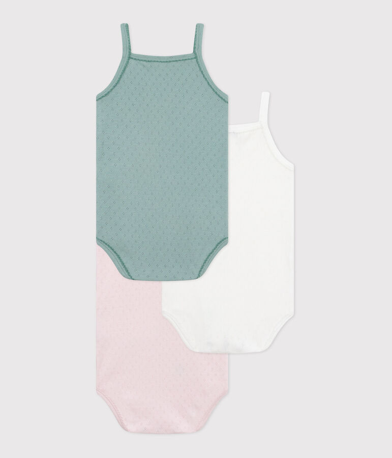 3er-Set Baby-Tr&auml;gerbodys aus einfarbiger Baumwolle vielfarbig