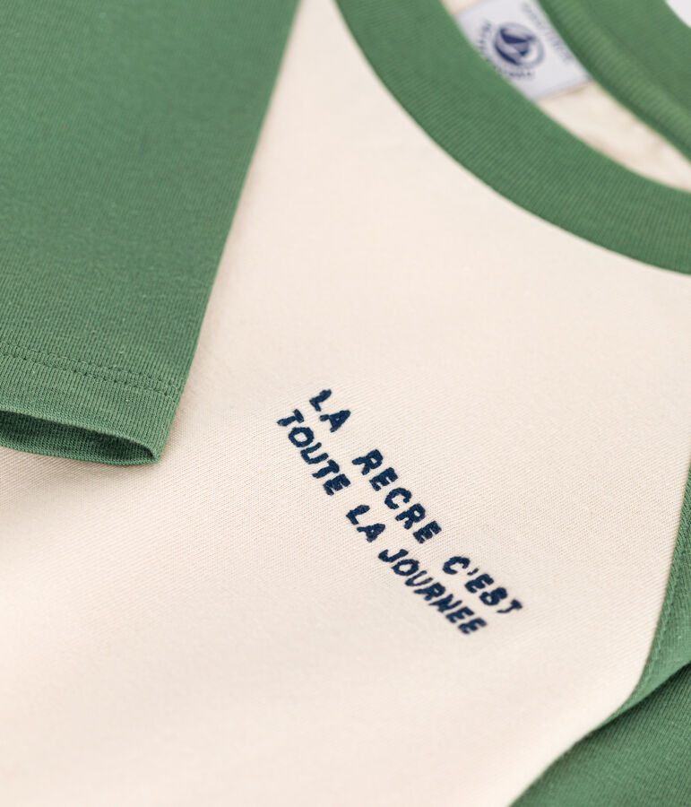 Lang&auml;rmeliges Kinder-T-Shirt aus feinem Jersey f&uuml;r Jungen naturfarben/gr&uuml;n