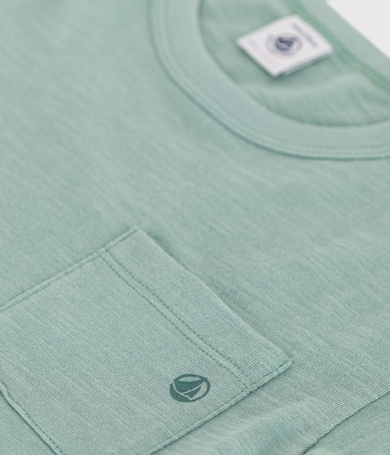 Kurz&auml;rmeliges Kinder-T-Shirt aus einfarbiger Baumwolle gr&uuml;n