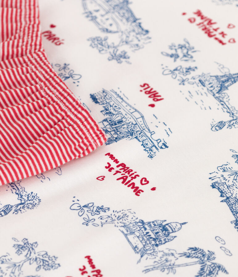 Halblanger Kinder-Kurzpyjama aus Baumwolle mit Paris-Motiven weiss/vielfarbig
