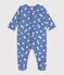 Strampler aus Molton mit Herzmotiven blau/weiss