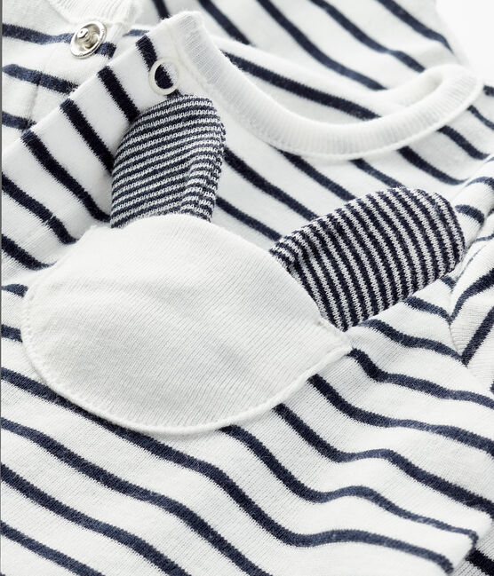 Baby-Spieler aus Rippstrick für Mädchen weiss MARSHMALLOW/blau SMOKING