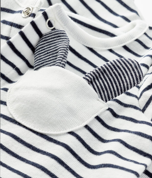 Baby-Spieler aus Rippstrick f&uuml;r M&auml;dchen weiss/blau