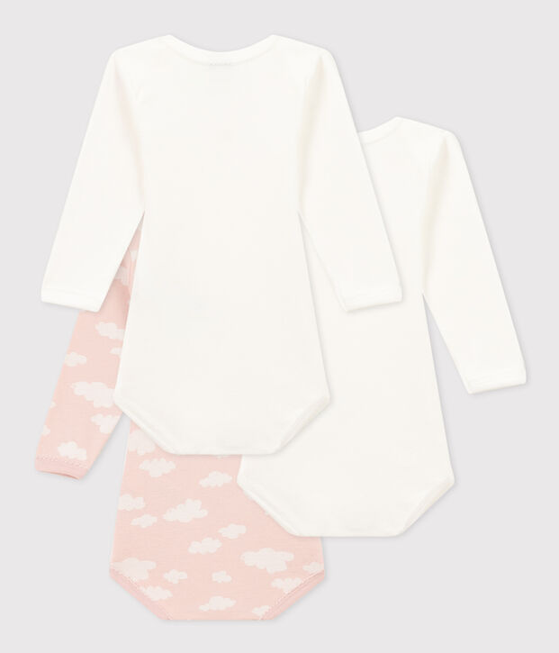 3er-Set lang&auml;rmelige Baby-Bodys aus Baumwolle mit Wolkenmotiv vielfarbig