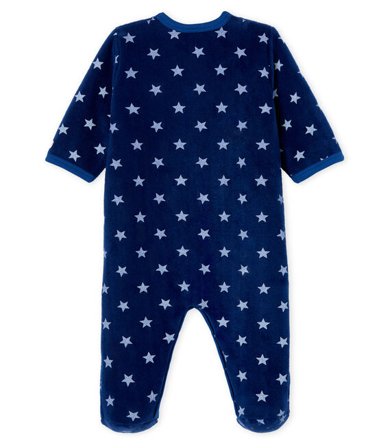 Strampler zum Überziehen aus Fleece für Jungen blau MEDIEVAL/weiss MARSHMALLOW