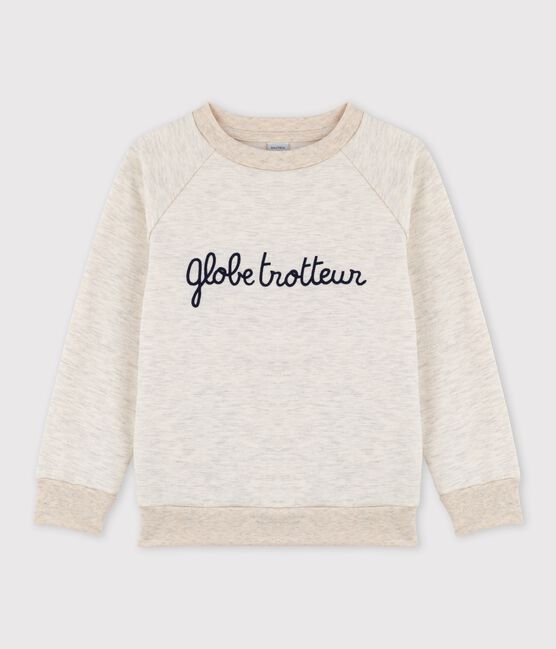 Sweatshirt aus besticktem Molton für Mädchen und Jungen beige MONTELIMAR CHINE