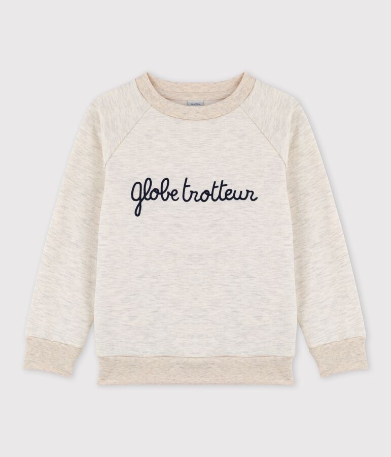 Sweatshirt aus besticktem Molton f&uuml;r M&auml;dchen und Jungen beige