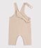 Langbeinige Baby-Latzhose aus einfarbigem Serge. beige