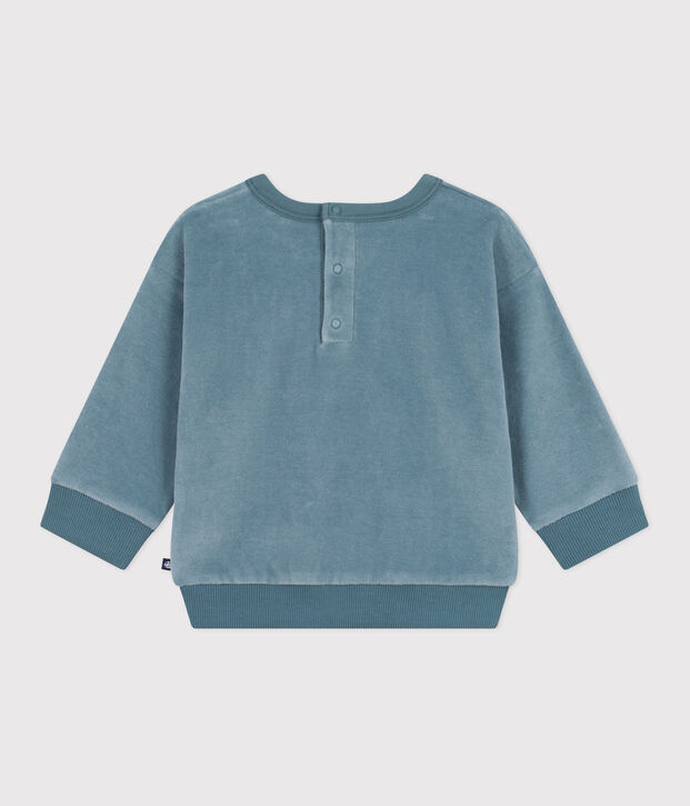 Baby-Sweatshirt aus einfarbigem Bouclette-Samt blau