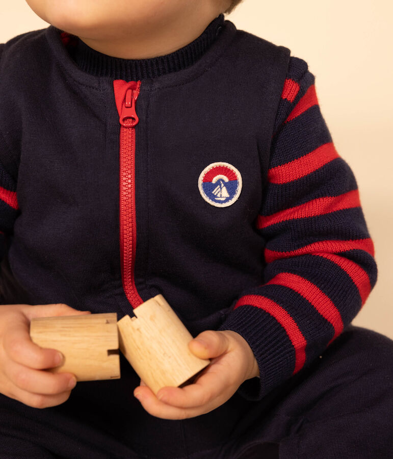 &Auml;rmelloser Baby-Overall aus dickem Jersey blau