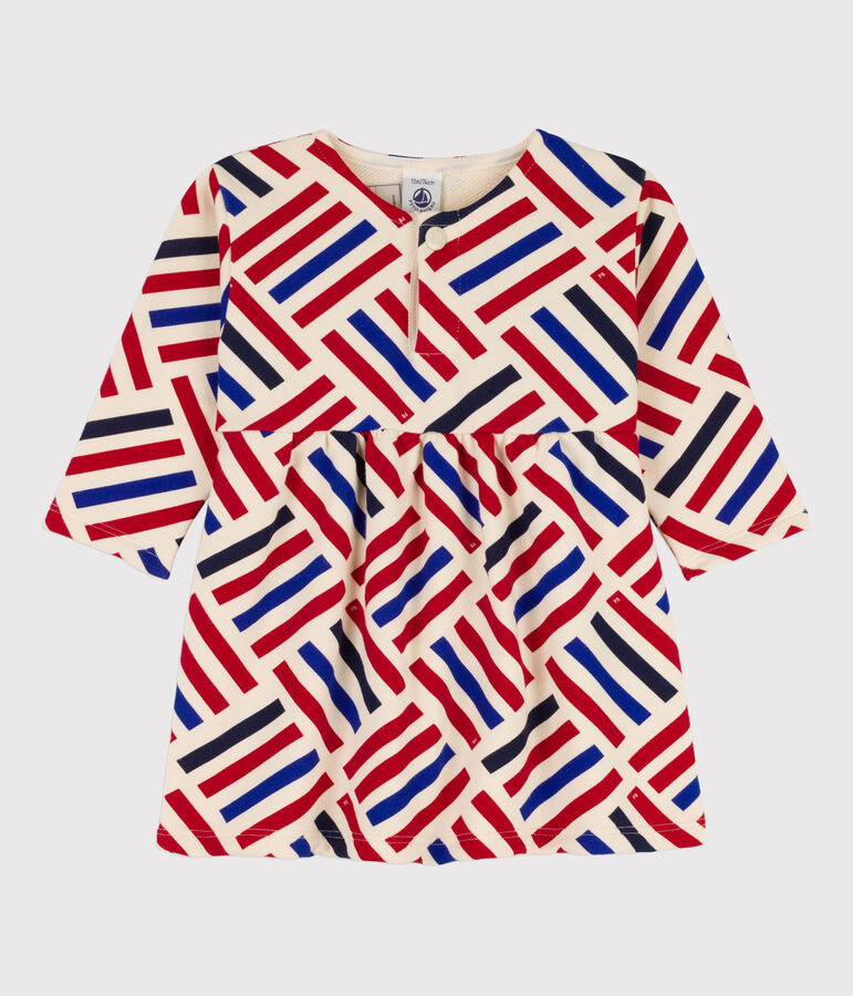 Lang&auml;rmeliges Babykleid aus Molton mit Printgrafik weiss AVALANCHE/ MULTICO