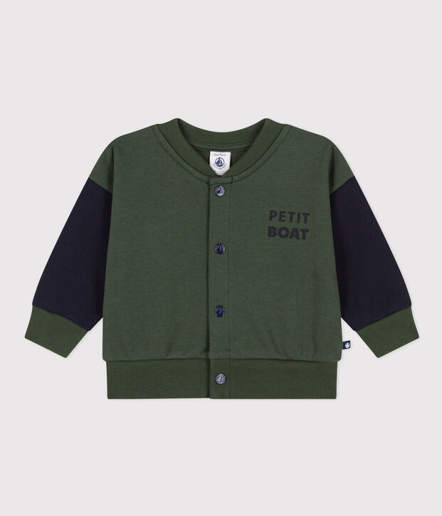 Baby College-Jacke aus Molton. gr&uuml;n/blau