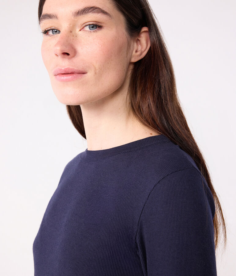 Lang&auml;rmeliges Damen-T-Shirt L&rsquo;Iconique aus Baumwolle blau