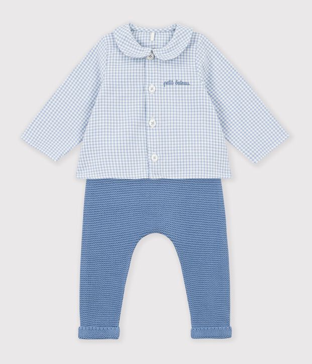 Baby-Set aus Baumwolle mit Bruststickerei und Vichy-Muster vielfarbig