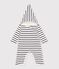 Gestreifter Baby-Overall mit Kapuze weiss/blau