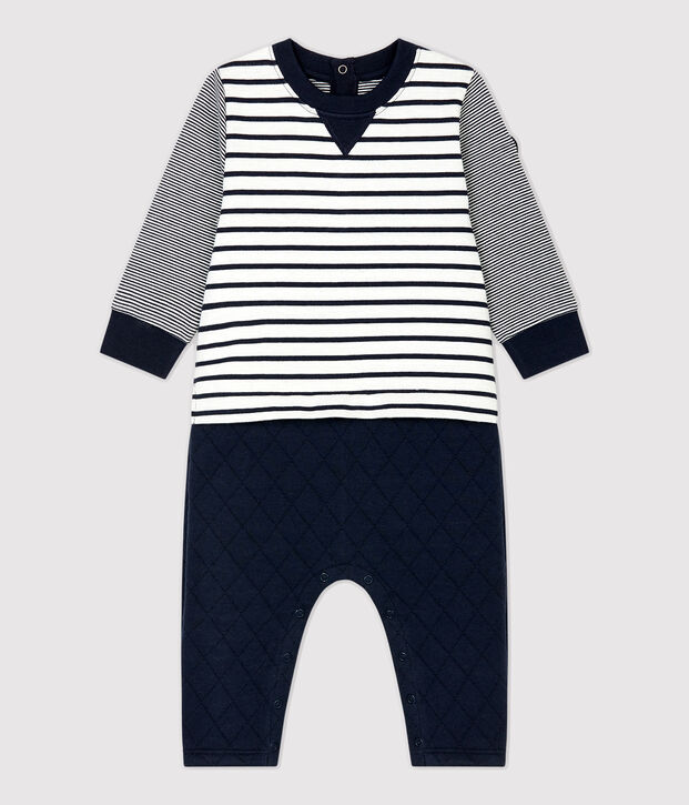 Baby-Overall weiss/blau