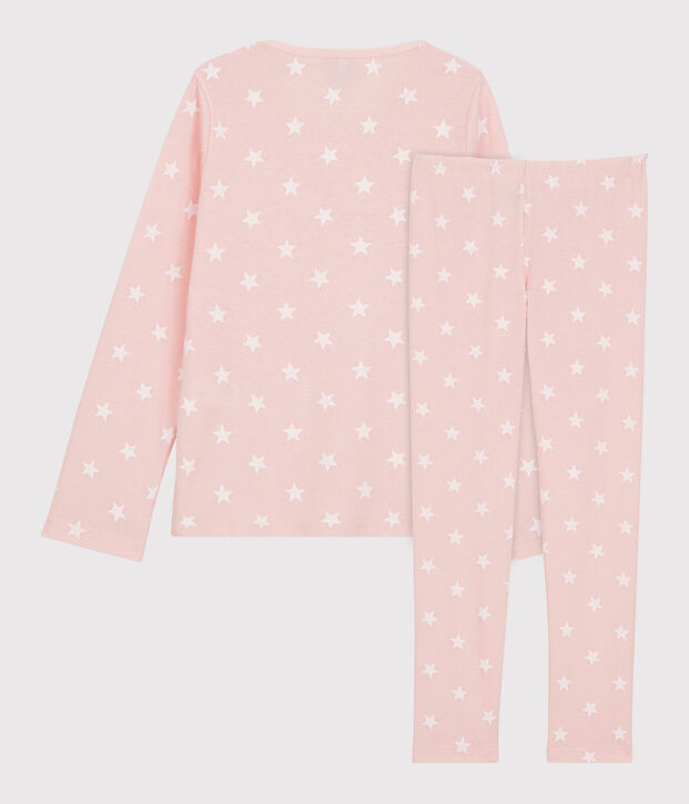 Kinderpyjama aus Baumwolle mit Sternenmotiv f&uuml;r M&auml;dchen rosa/weiss