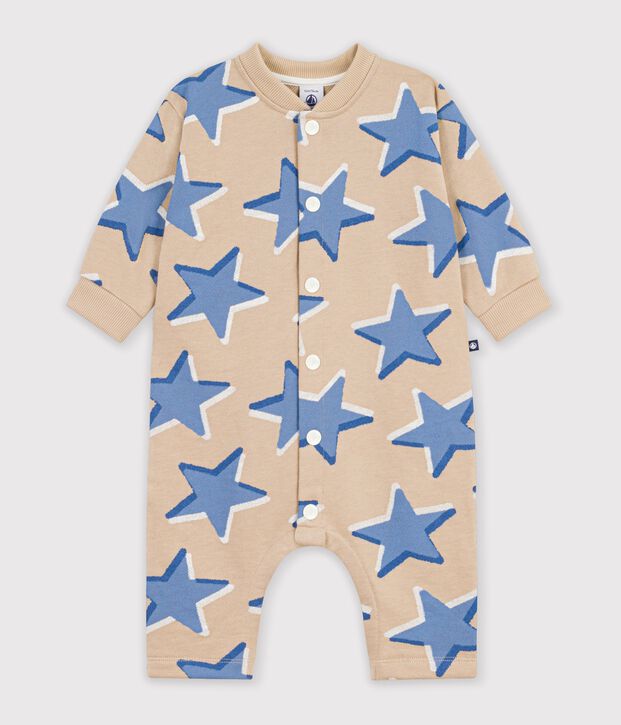 Langer Baby-Overall aus Baumwolle mit Sternmotiv beige/vielfarbig