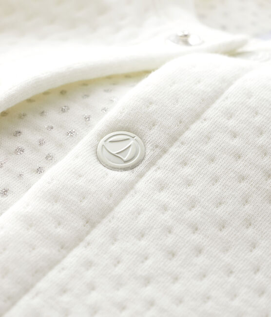 Baby-Cardigan aus Doppeljersey für Mädchen weiss MARSHMALLOW