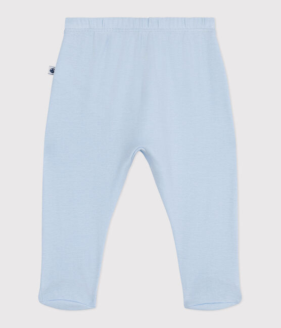 Newborn Baby-Hose mit Fuß aus einfarbiger Baumwolle  blau TOUDOU