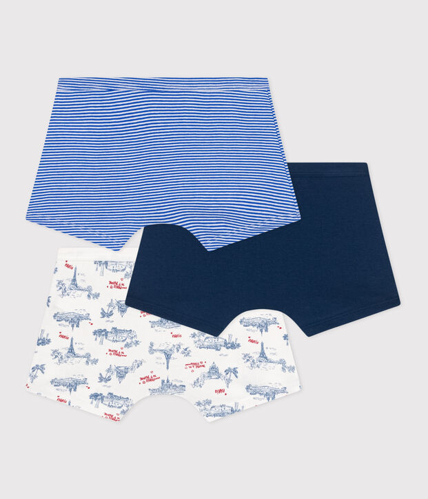 3er-Set Kinder-Boxershorts aus Baumwolle mit &uuml;berzogenem Bund mit Paris-Motiv vielfarbig
