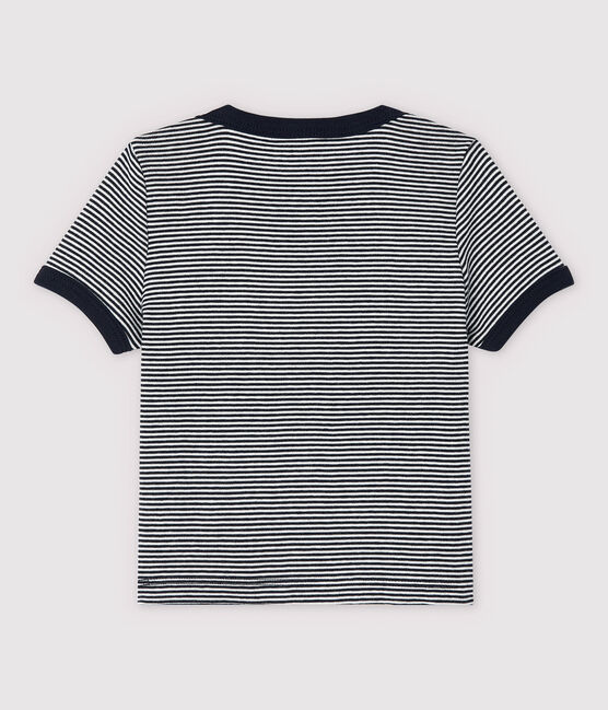 Kurzärmeliges Baby-T-Shirt aus Baumwolle für Jungen blau SMOKING/weiss MARSHMALLOW