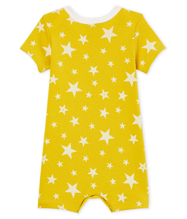 Baby-Kurzoveralls aus Rippstrick f&uuml;r Jungen gelb/weiss