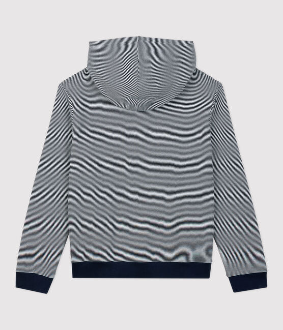 Gestreiftes Kapuzen-Sweatshirt aus Baumwolle für Damen blau SMOKING/weiss MARSHMALLOW