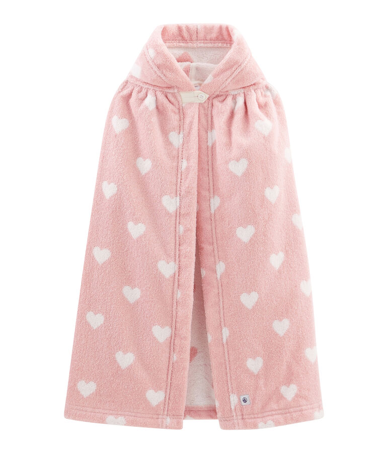 Baby-Badecape aus Frottee rosa/weiss