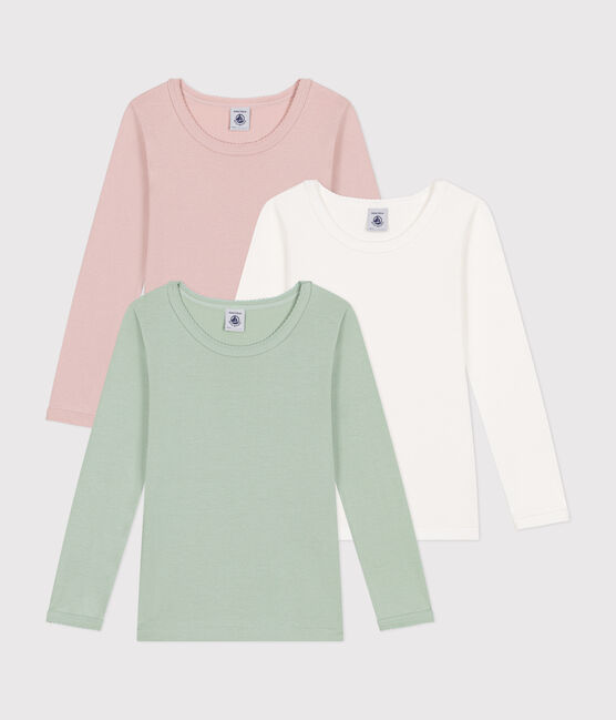 3er-Set langärmelige T-Shirts aus einfarbiger Baumwolle für Kinder variante 1
