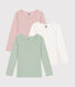 3er-Set langärmelige T-Shirts aus einfarbiger Baumwolle für Kinder
