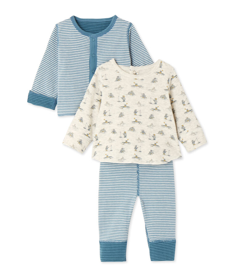 Dreiteiliges Baby-Jungen-Ensemble gr&uuml;n/blau