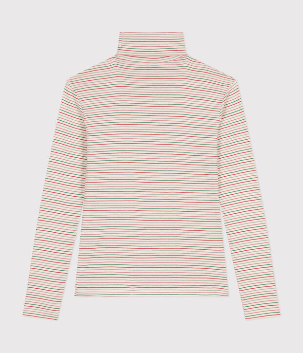 Damen-Rollkragenshirt L'Iconique aus Baumwolle naturfarben/vielfarbig