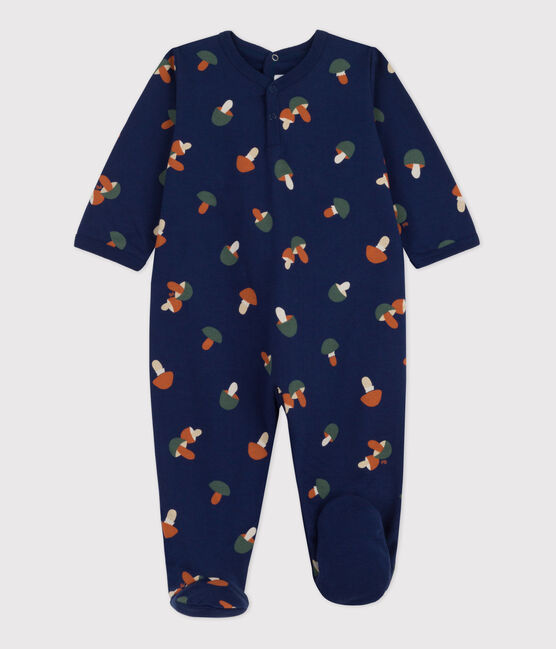 Baby-Strampler aus Doubleface-Jersey mit Pilzmotiv blau MEDIEVAL/weiss MULTICO