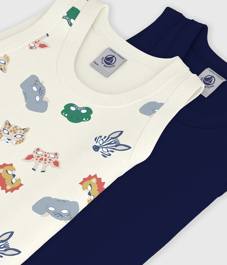 Set Kinder-Unterhemden aus Baumwolle mit Maskenmotiv vielfarbig