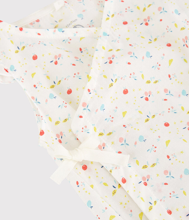 Baby-Einteiler aus Bio-Baumwoll-Doppeljersey in Cotton Rich Qualit&auml;t mit floralem Muster f&uuml;r M&auml;dchen weiss/vielfarbig