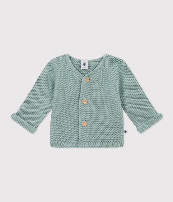 Baby-Cardigan kraus rechts gestrickt grün PAUL