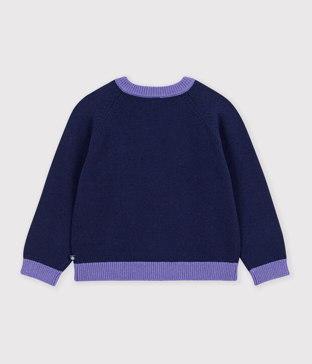Kinder-Cardigan aus einfarbiger Wolle und Baumwolle SOIR