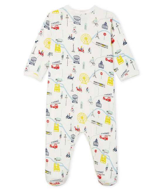 Baby-Strampler aus Rippstrick für Jungen weiss MARSHMALLOW/weiss MULTICO
