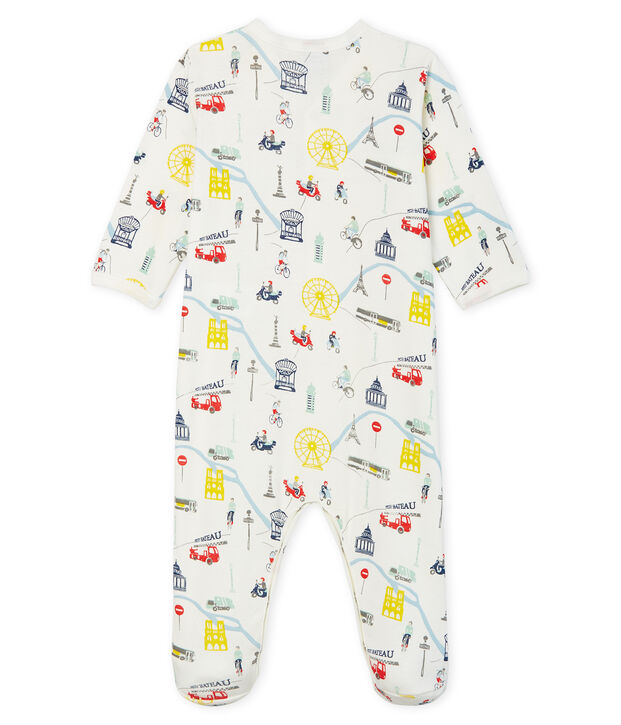 Baby-Strampler aus Rippstrick f&uuml;r Jungen weiss/vielfarbig