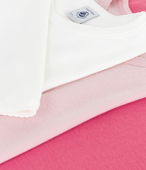 Set lang&auml;rmeliger Kinder T-Shirts aus einfarbiger Baumwolle vielfarbig