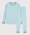 Kinderpyjama aus Rippstrick mit blauen Streifen blau TIKI/weiss MARSHMALLOW