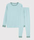 Kinderpyjama aus Rippstrick mit blauen Streifen