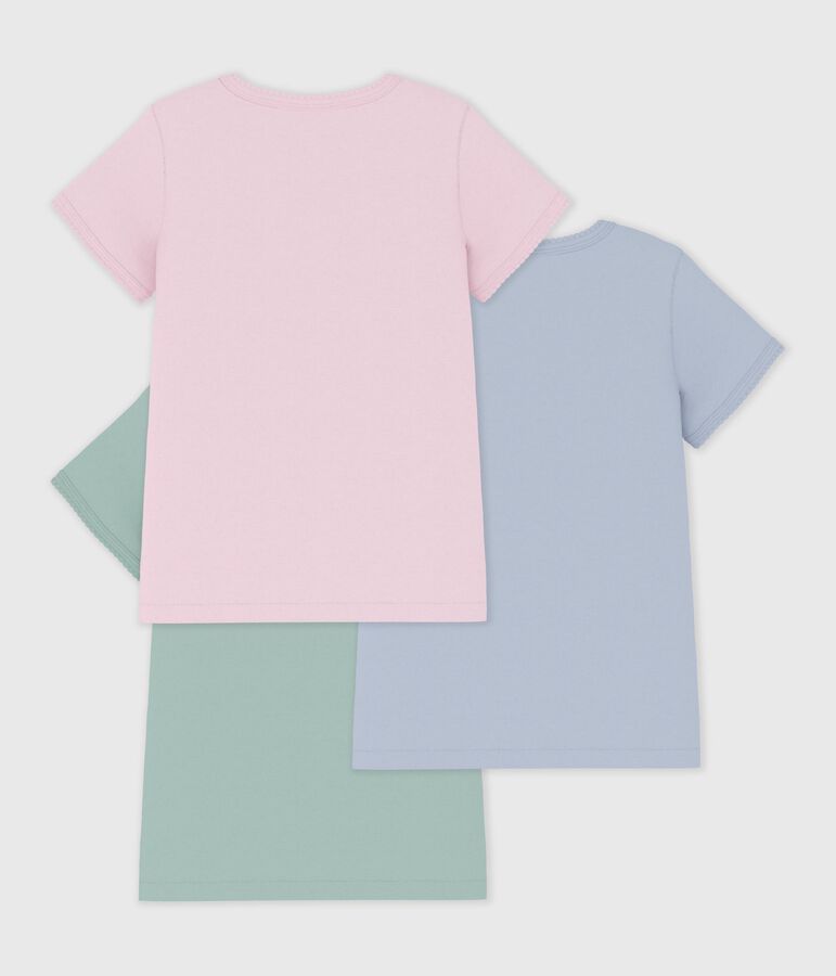 Set kurz&auml;rmelige Kinder-T-Shirts aus einfarbiger Baumwolle vielfarbig